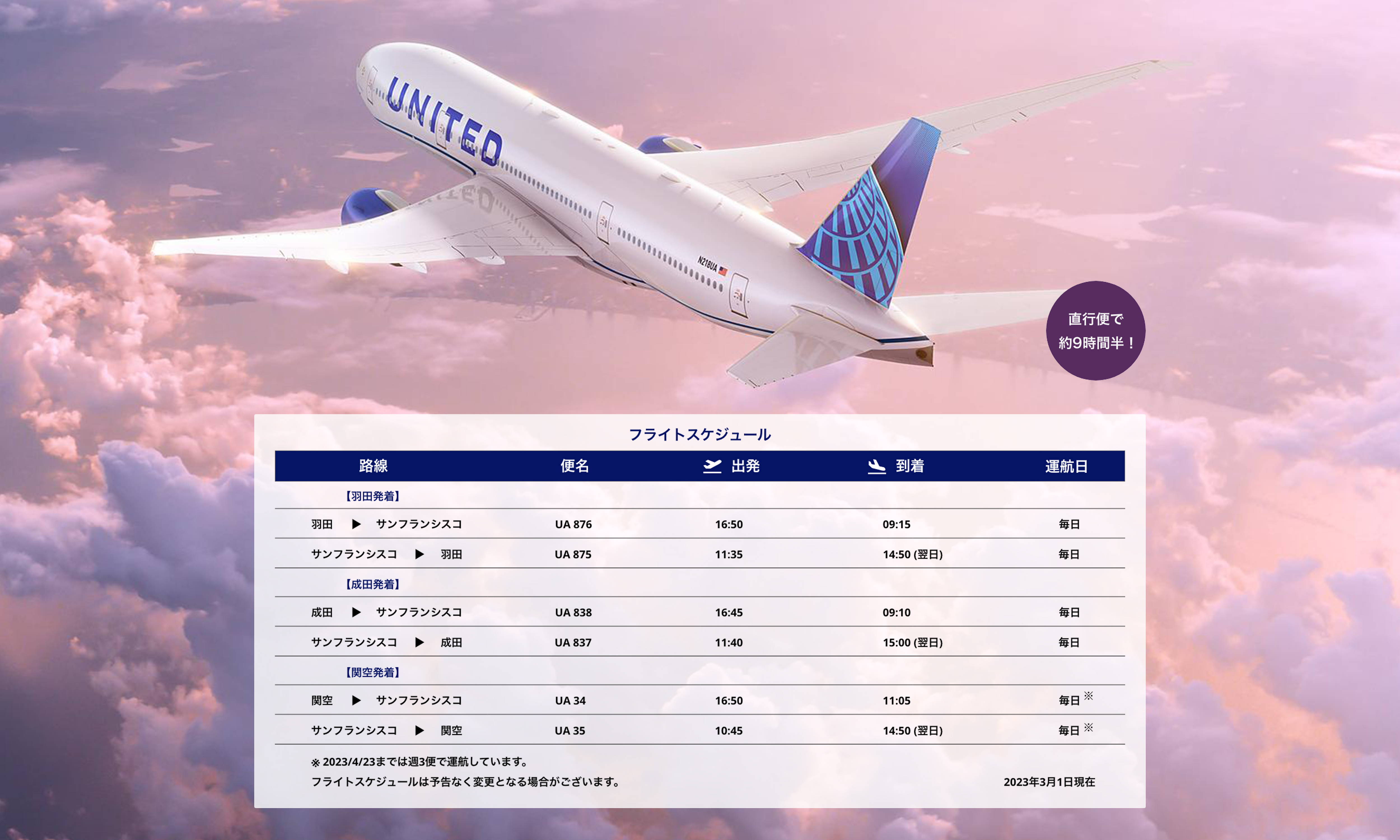 Japan United Airlines Schedule