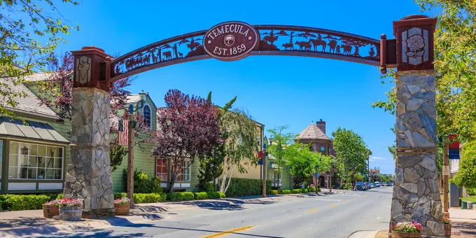 Arched gate entrance to Old Town Temecula, California